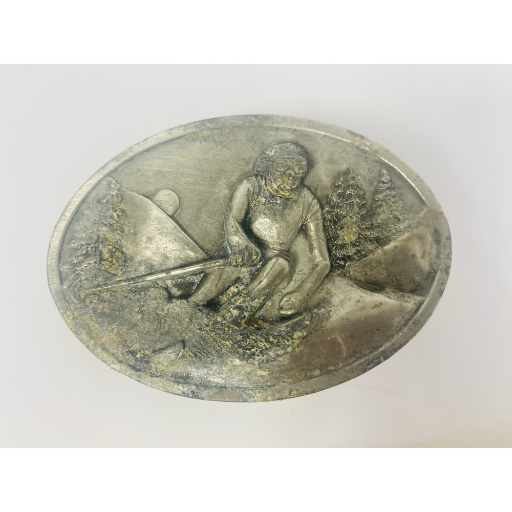 Bergamot Brass Works Downhill Skiing Belt Buckle 1984‎ Made In USA As Is